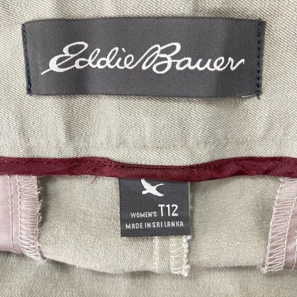 Eddie Bauer Slightly Curvy Flare Leg Pants 12Tall Khaki - Picture 5 of 6